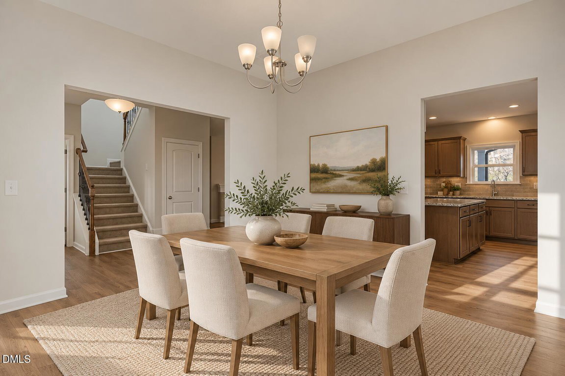 Warm oak dining room near kitchen-12