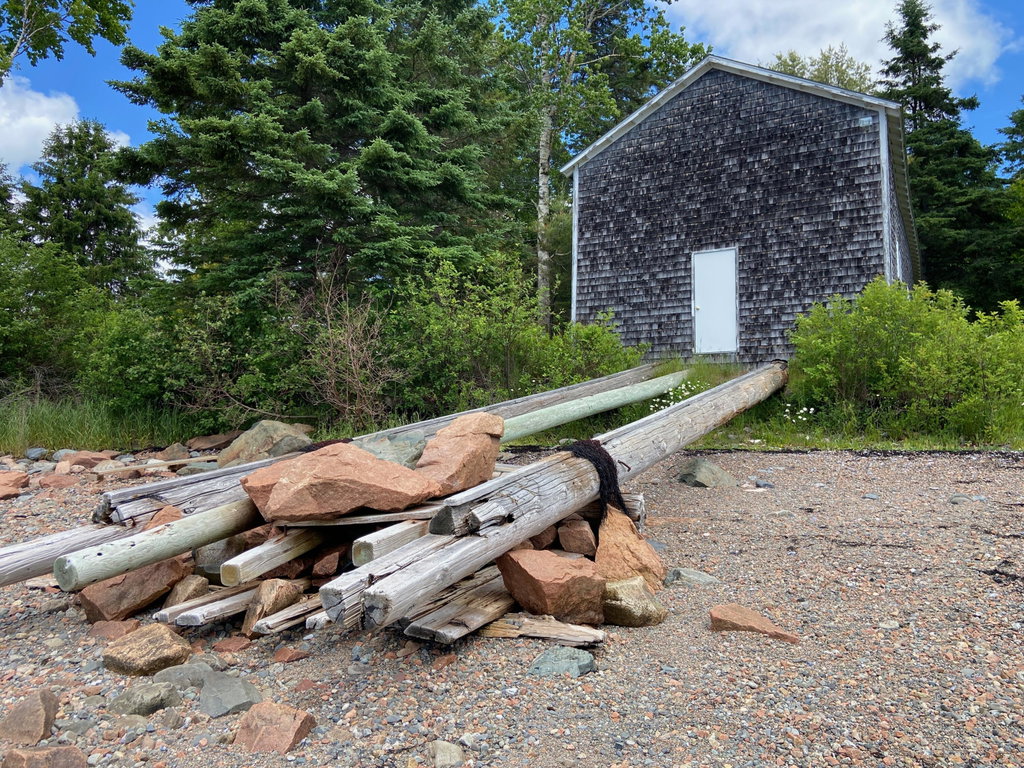 Boathouse from ocean's edge