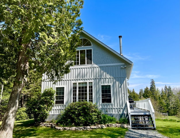 Exterior front of home. Sunny land. Quiet setting, located at the end of a dead end subdivision. Private road.