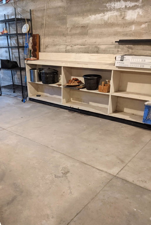 Basement shelves