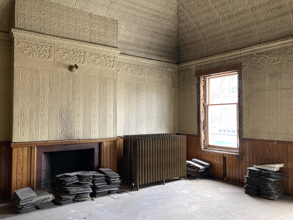 The ball roof fireplace.
