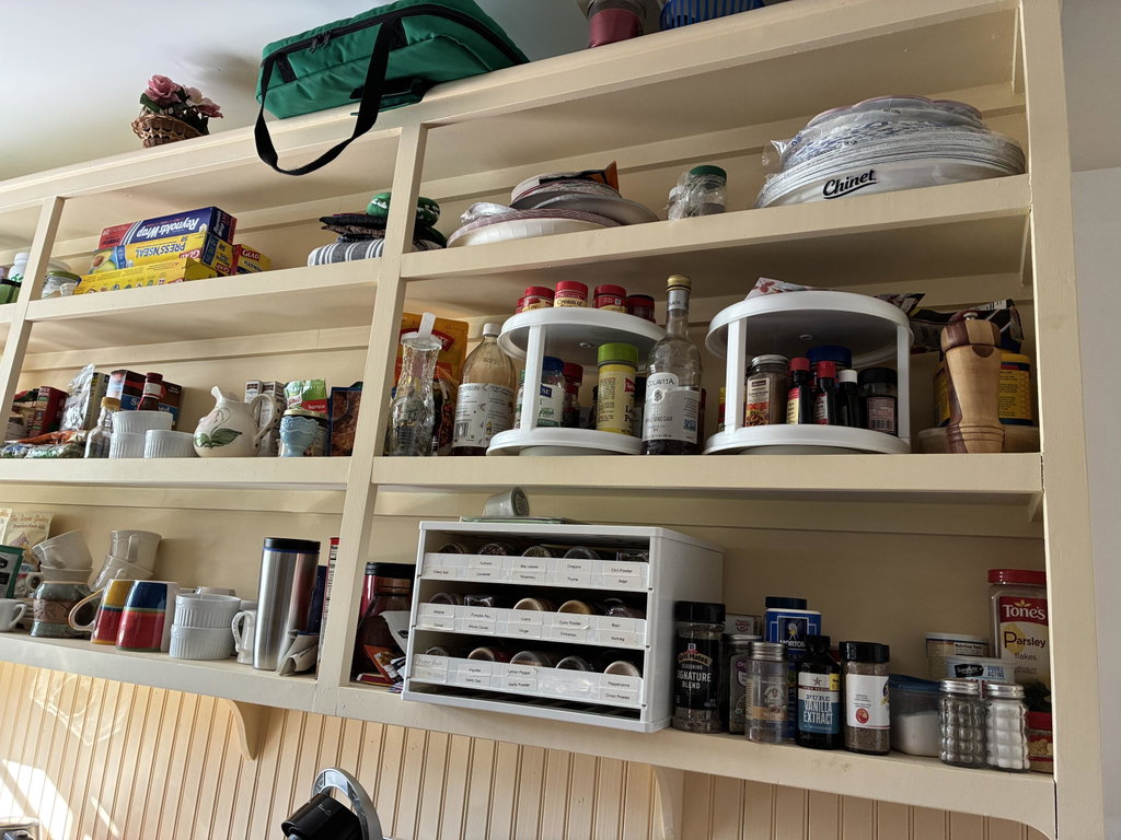 Pantry storage, open with cabinets too.