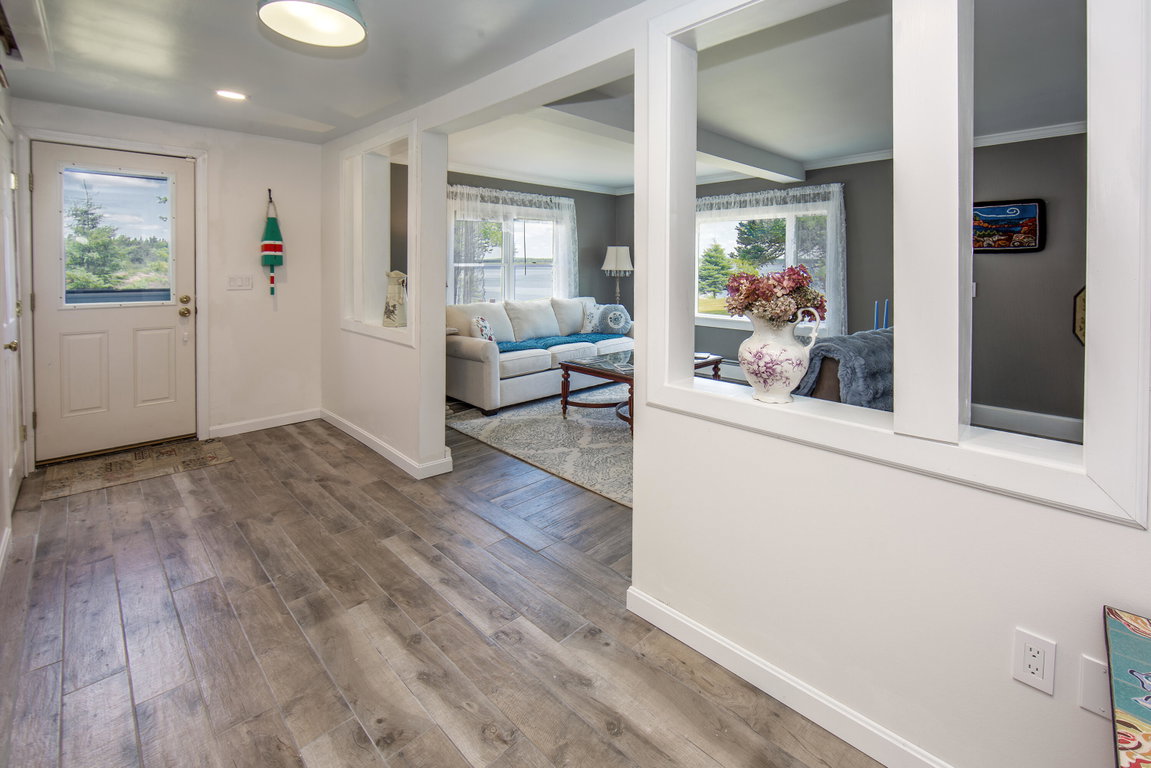 First floor hall and living room