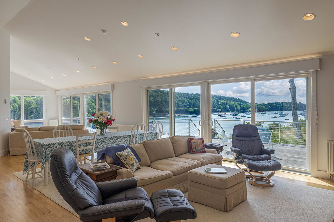 Living room with doors to the deck