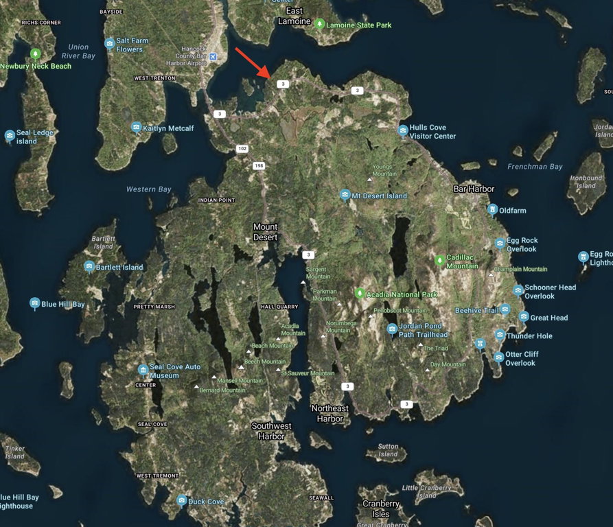 island with arrow