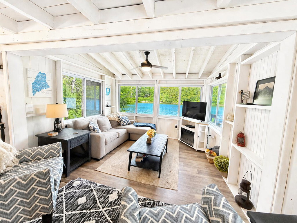 Living room view of pond