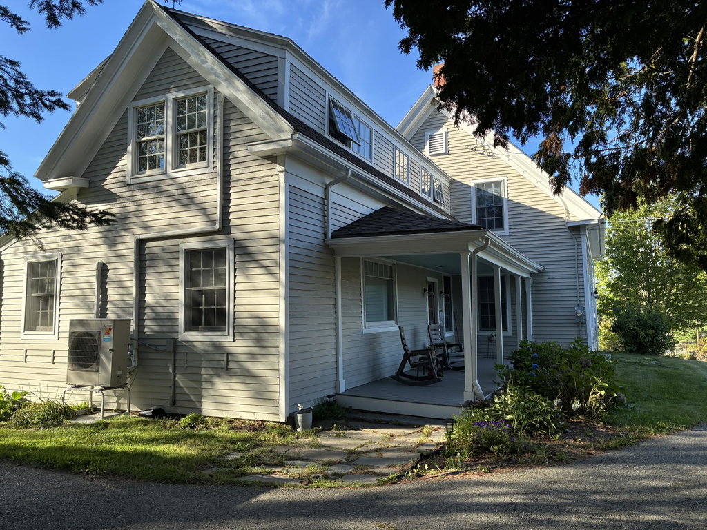 From driveway to porch entrance.
