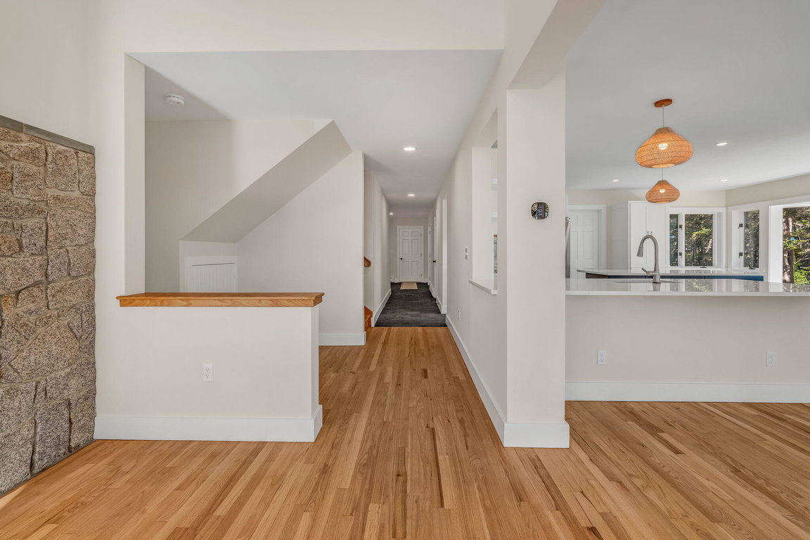 fireplace to kitchen