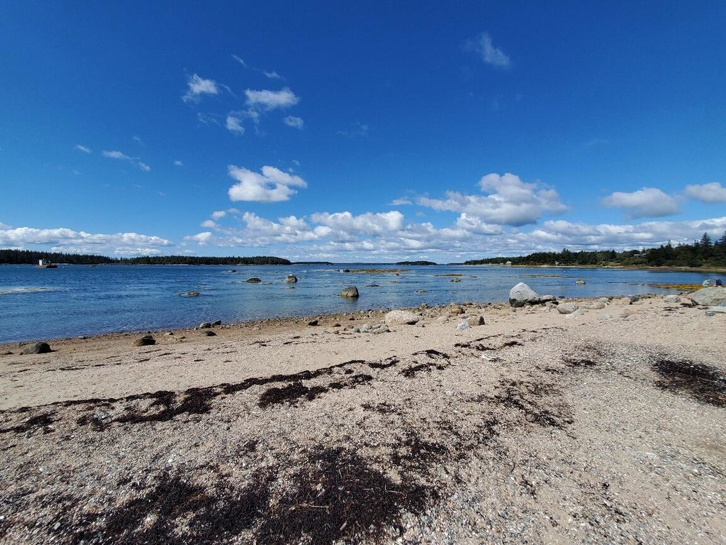 small beach area at launch