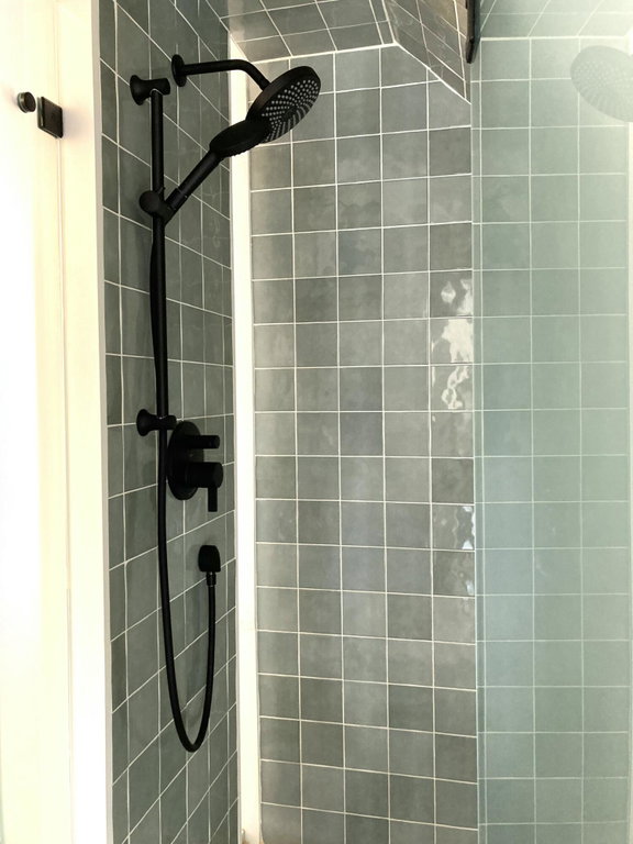 Tiled shower.
