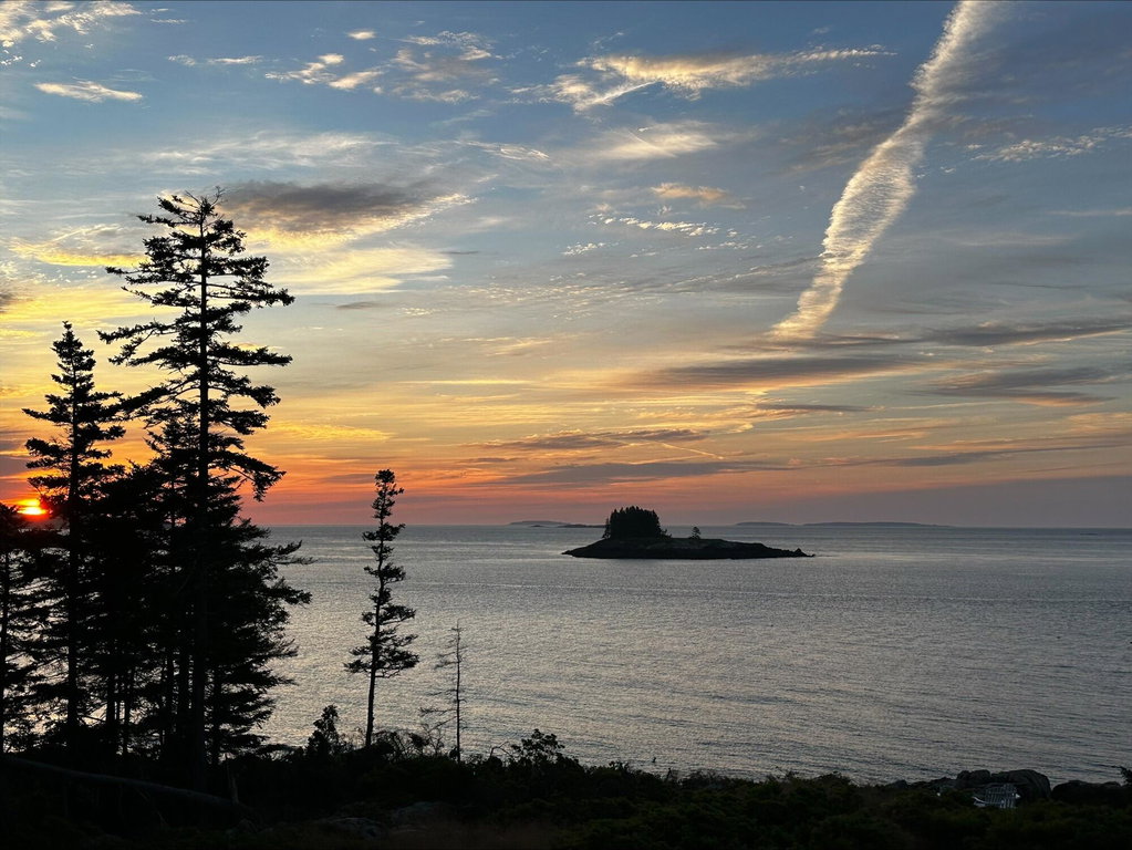 sunset with ram island