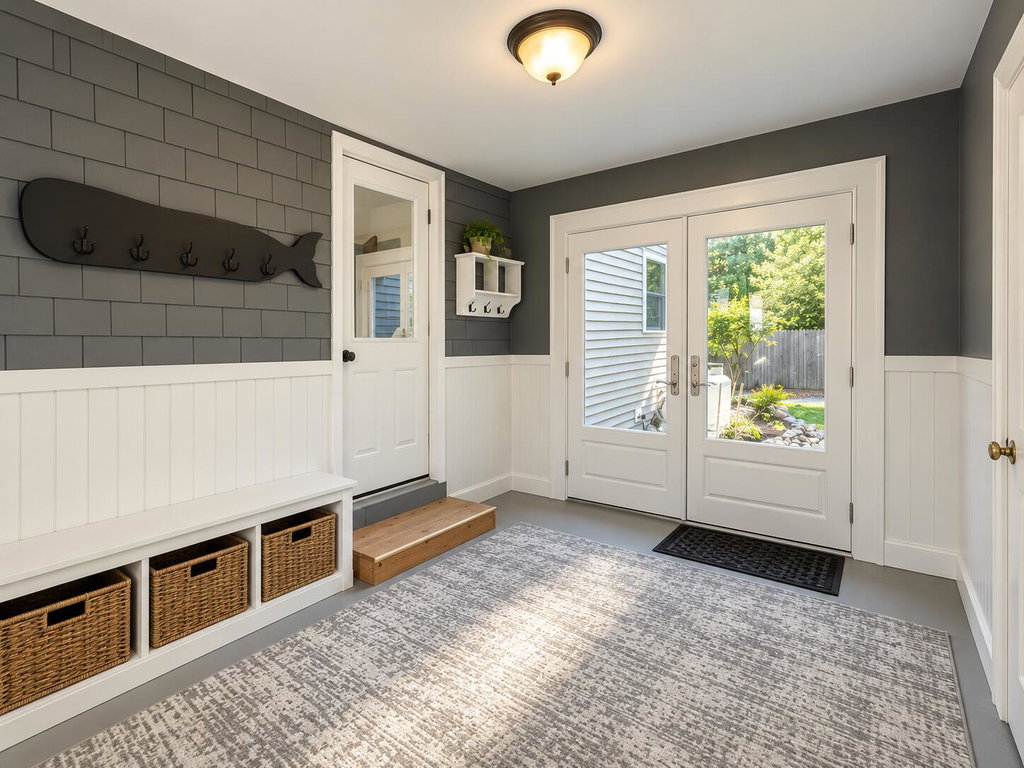 Coastal Cottage Mudroom Entryway