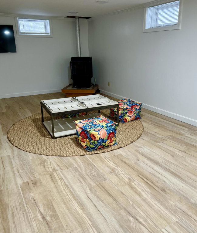 Family room in lower level