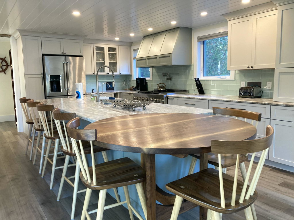 Custom table at island.