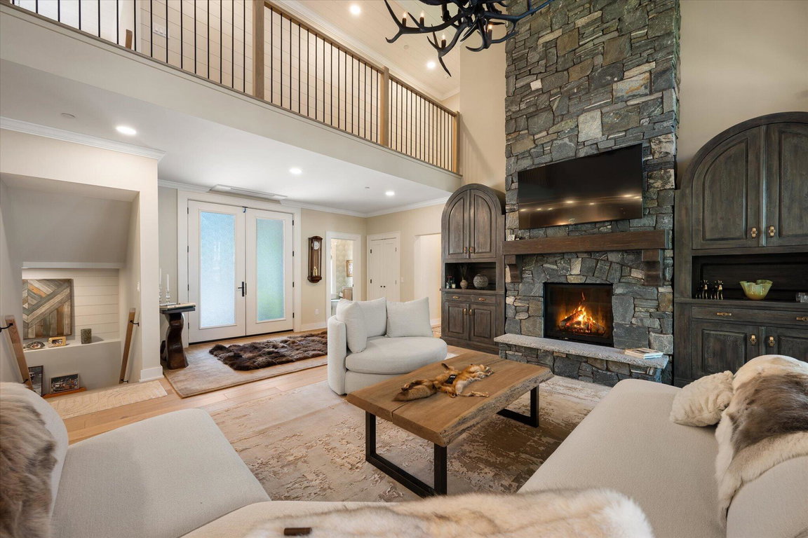 Floor to Ceiling Stone Fireplace...